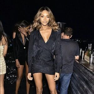 Balmain H&M black long sleeve silk dress